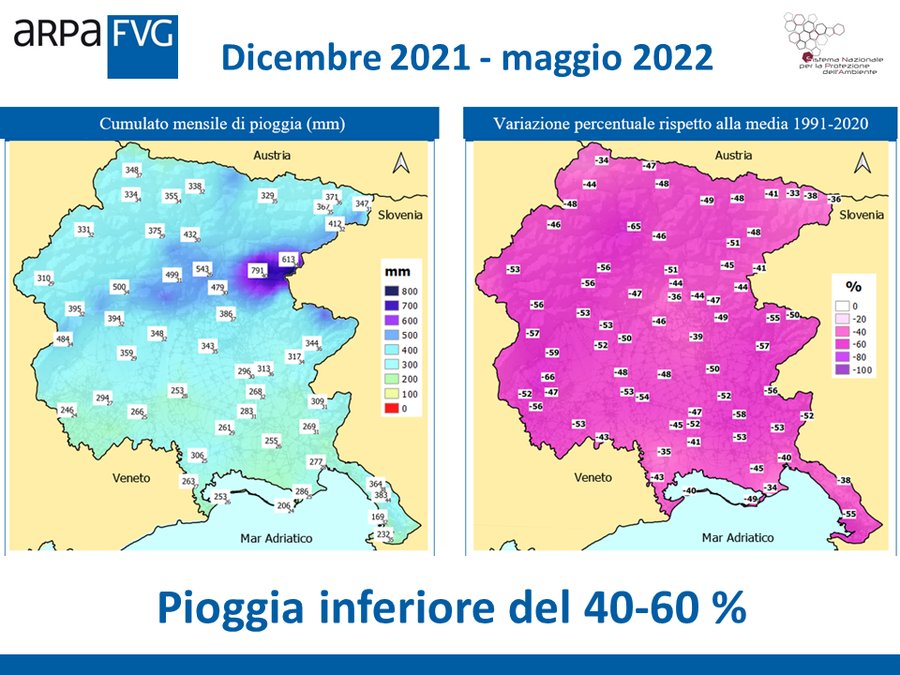 fig. 1 - mappe di pioggia (cumulati e anomalie) ne...