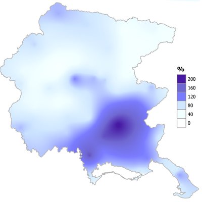 precipitazioni di luglio 2023 in fvg: variazione p...