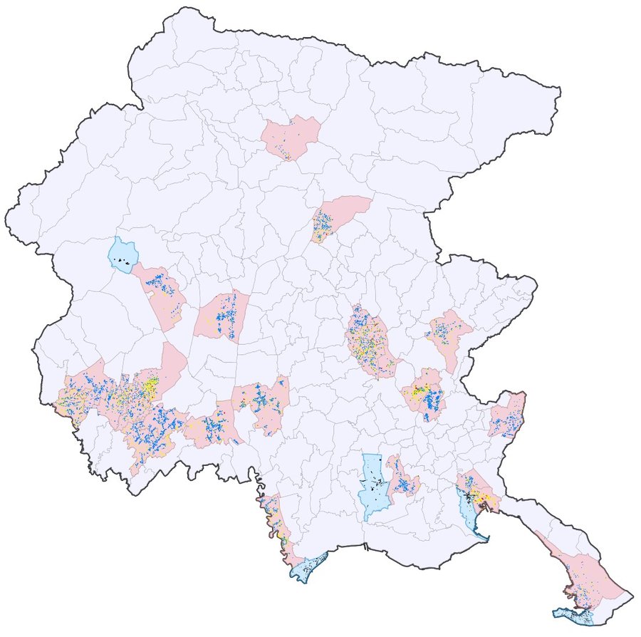 comuni mappati da drone (in rosso) e da fotointerp...