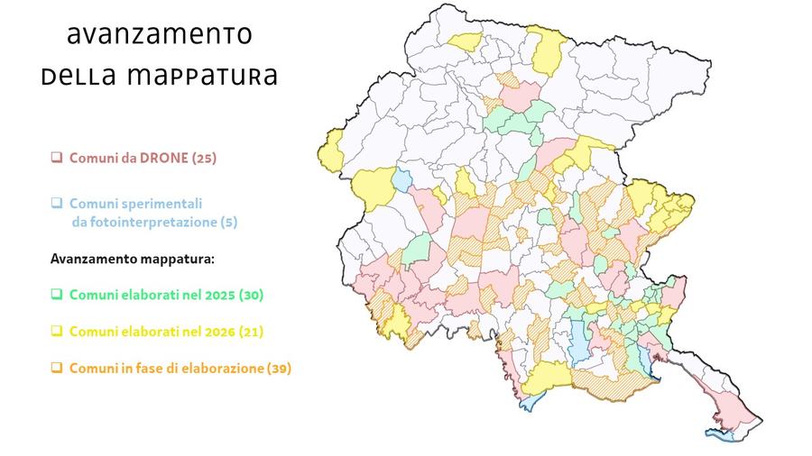 comuni mappati da drone (in rosa), sperimentali da...