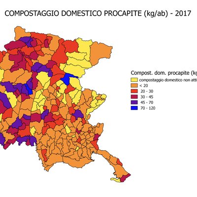 compostaggio domestico pro capite nel 2017 (kg/ab)