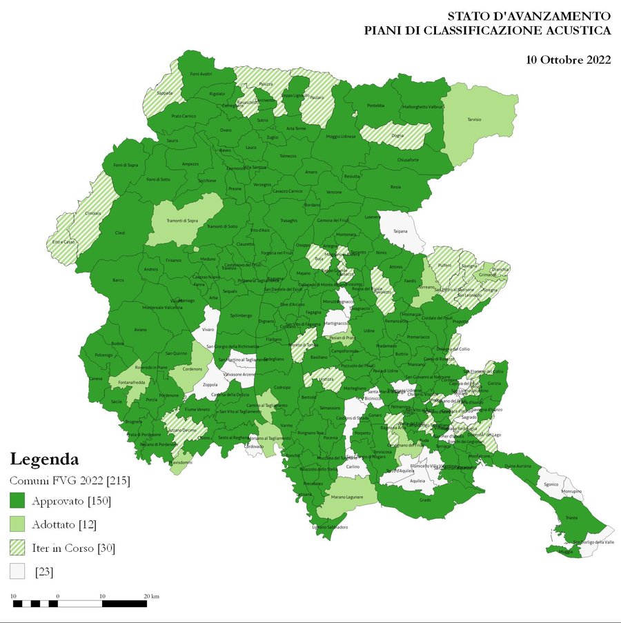 immagine contenuta nella pagina: stato di avanzamento dei piani di classificazione acustica in fvg