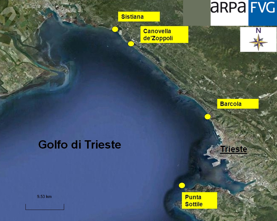mappa del golfo di trieste.