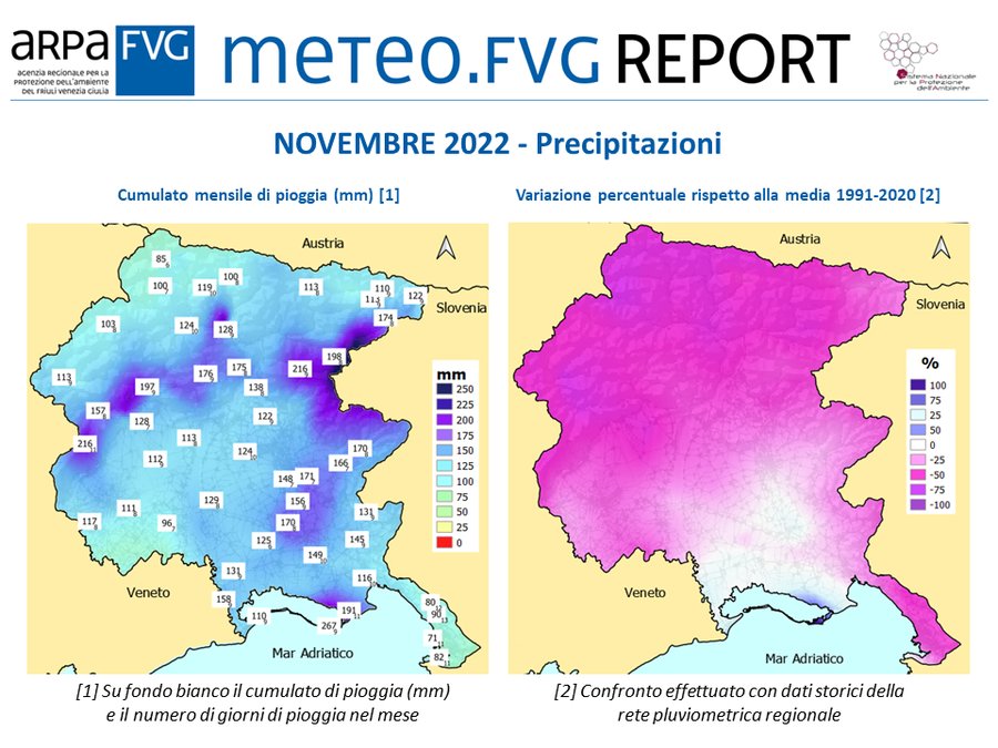 precipitazioni di novembre 2022 in fvg (cumulati m...