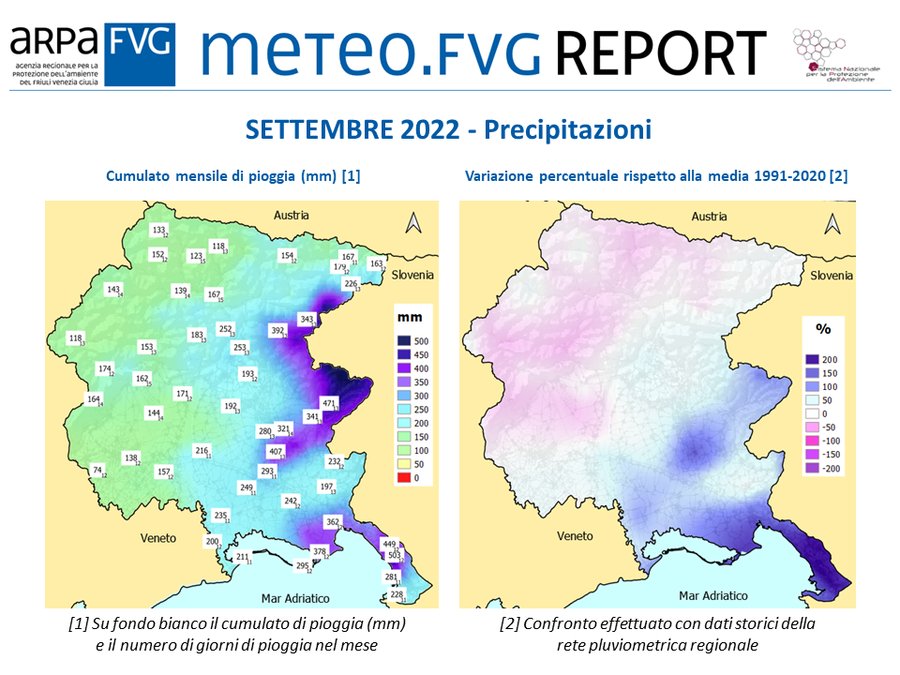 precipitazioni di settembre 2022 in fvg (cumulati ...