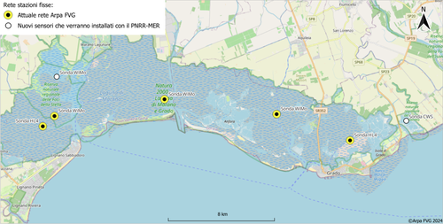Network di stazioni monitorate in continuo in Laguna di Marano e Grado.