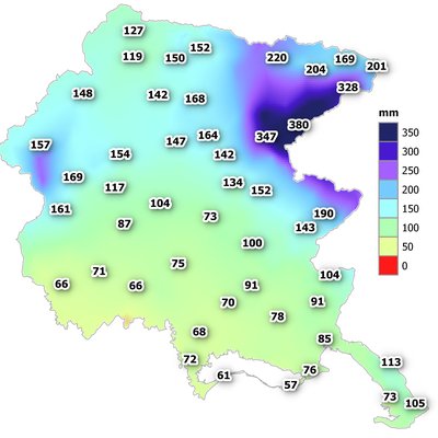 precipitazioni di dicembre 2023 in fvg: cumulato m...