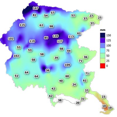 precipitazioni di giugno 2025 in fvg: cumulato men...