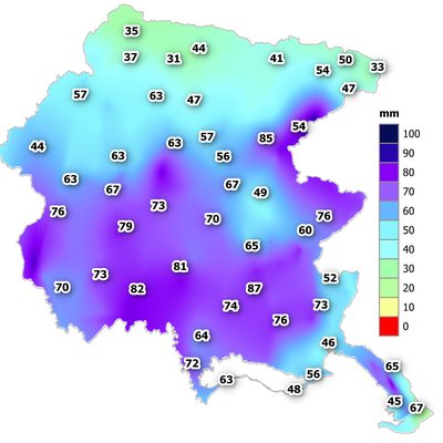 precipitazioni di febbraio 2025 in fvg: cumulato m...