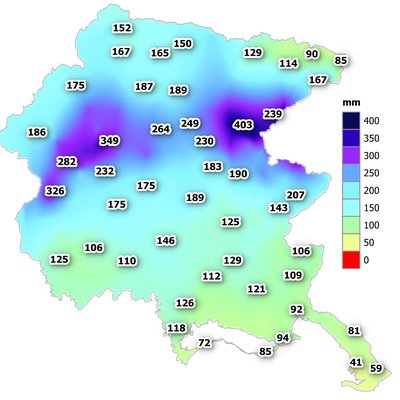 precipitazioni di aprile 2025 in fvg: cumulato men...