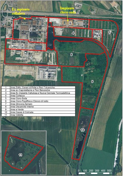 Suddivisione dell’area Caffaro in macroaree funzionali
