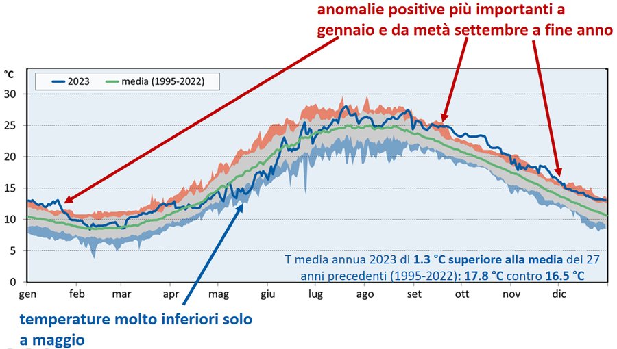 temperatura media giornaliera del mare a trieste m...