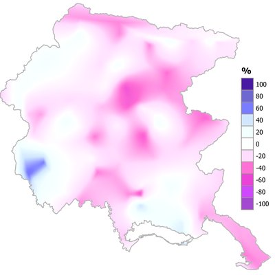 precipitazioni di giugno 2023 in fvg: variazione p...