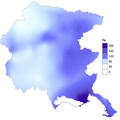 precipitazioni di marzo 2025 in fvg: variazione pe...