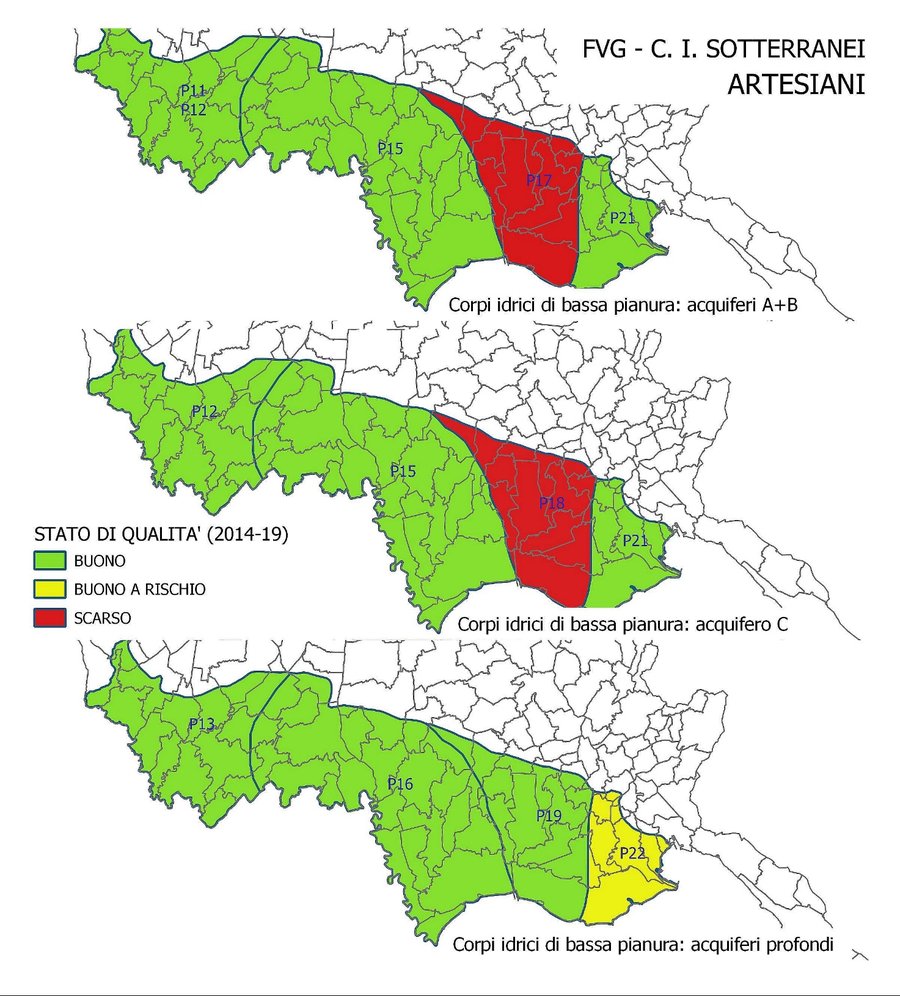 Stato di qualità 2014-2019 – Corpi idrici sotterranei di bassa pianura artesiani