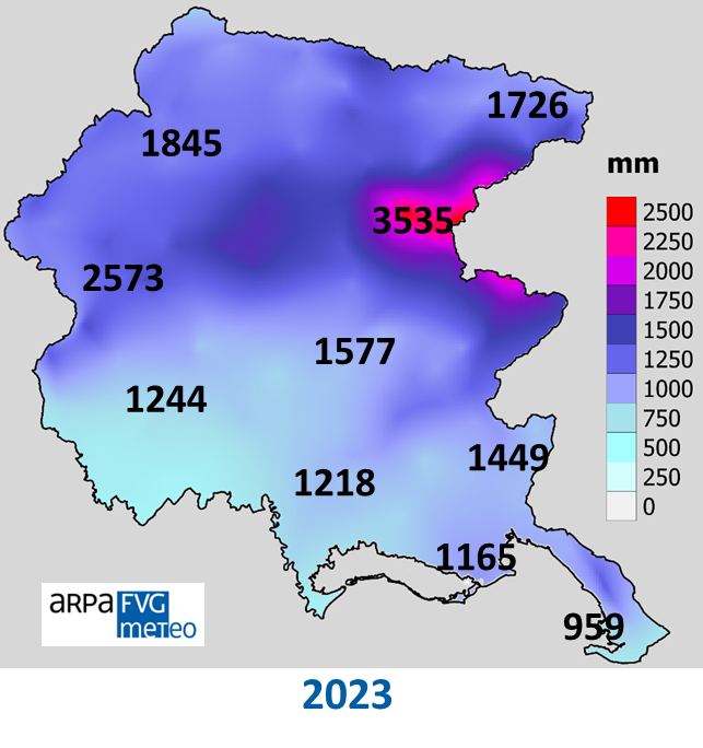 fig. 1 - pluviometria 2023. elaborazioni arpa fvg ...