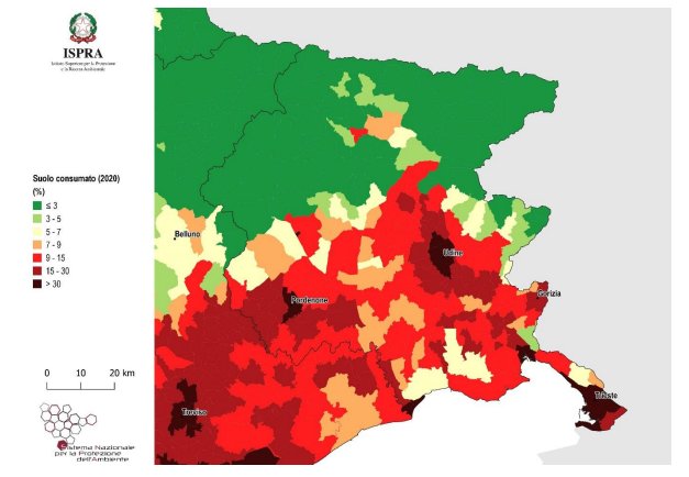 percentuale del consumo di suolo per superficie am...