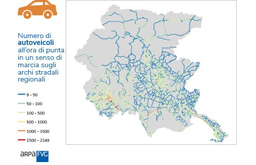 grafo stradale: numero di autoveicoli all’ora di p...