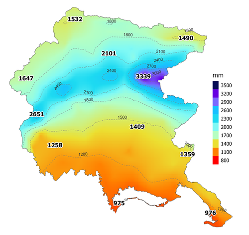 mappa fvg precipitazioni
