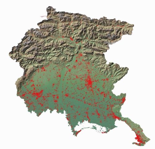 Figura 1 - Mappa del suolo consumato al 2024 in Friuli Venezia Giulia