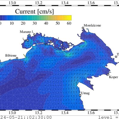 fig: shyfem - esempio mappa correnti superficiali