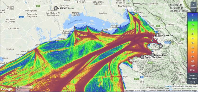 densità traffico marittimo nell'alto adriatico. fo...